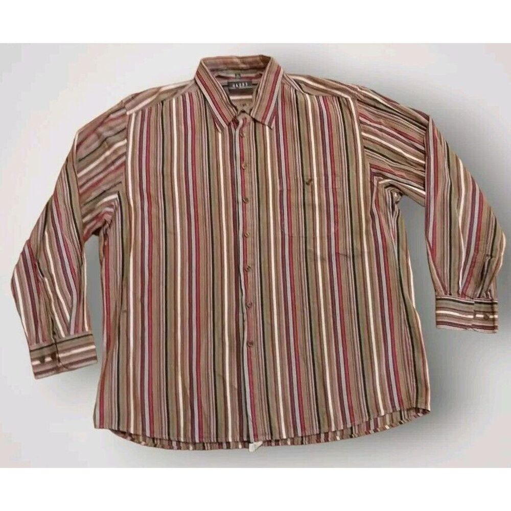 Haupt Men's Long Sleeve Button-Up Shirt Multicolor Stripe Size XL